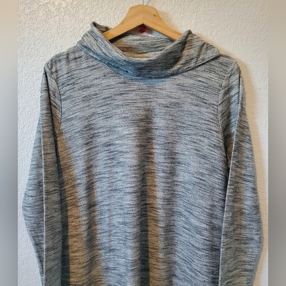 Pure Jill Gray Long Sleeve Funnel Neck Cotton Shift Knit Sweater Dress Medium - Picture 2 of 4